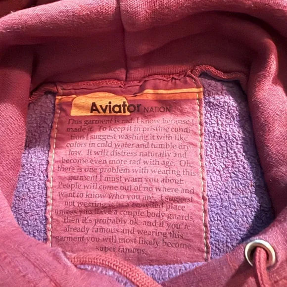 Aviator Nation Burgundy Hoodie with Smiley Face-Will Ferrell - Picture 3 of 4